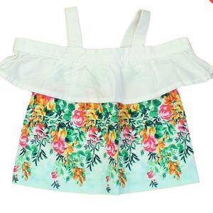 Janie and Jack White Floral Sleeveless Blouse, Size 3